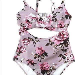CUPSHE• Mauve Floral Print Front Wrap One-Piece